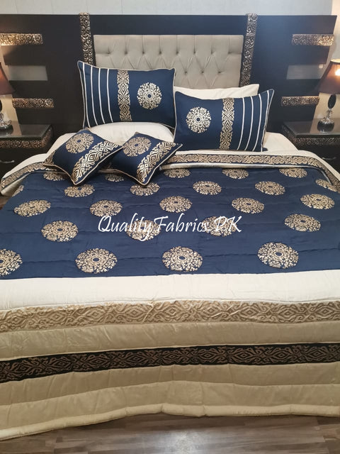 CS-602: Bridal 8 Piece Comforter Set (Block Printing & Premium Quality Cotton Satin)