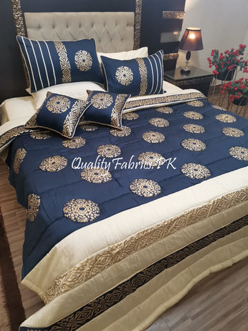 CS-602: Bridal 8 Piece Comforter Set (Block Printing & Premium Quality Cotton Satin)