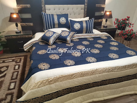 CS-602: Bridal 8 Piece Comforter Set (Block Printing & Premium Quality Cotton Satin)