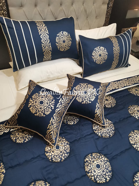 CS-602: Bridal 8 Piece Comforter Set (Block Printing & Premium Quality Cotton Satin)