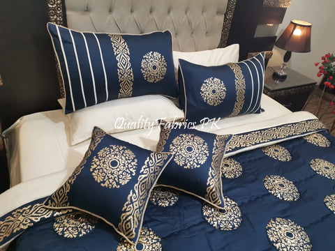 CS-602: Bridal 8 Piece Comforter Set (Block Printing & Premium Quality Cotton Satin)