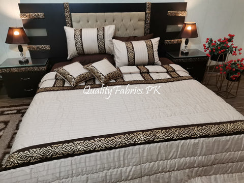 CS-603: Bridal 8 Piece Comforter Set (Block Printing & Premium Quality Cotton Satin)