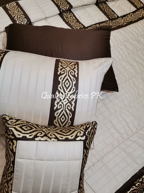 CS-603: Bridal 8 Piece Comforter Set (Block Printing & Premium Quality Cotton Satin)