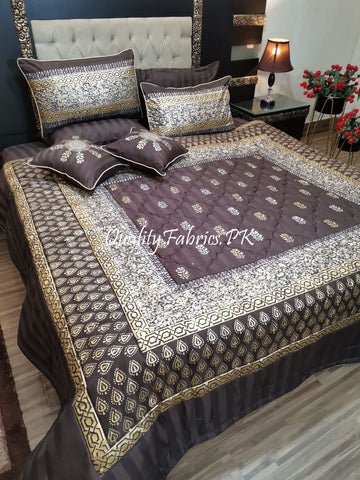 CS-613: Bridal 8 Piece Comforter Set (Block Printing & Premium Quality Cotton Satin)