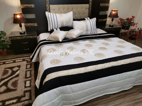 CS-622: Bridal 8 Piece Comforter Set (Block Printing & Premium Quality Cotton Satin)