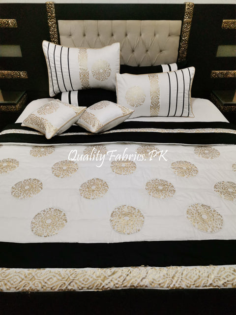 CS-622: Bridal 8 Piece Comforter Set (Block Printing & Premium Quality Cotton Satin)