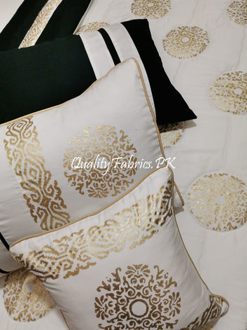 CS-622: Bridal 8 Piece Comforter Set (Block Printing & Premium Quality Cotton Satin)