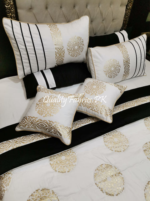 CS-622: Bridal 8 Piece Comforter Set (Block Printing & Premium Quality Cotton Satin)
