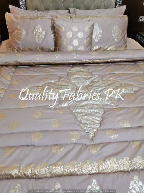 CS-339: BRIDAL 8 PIECE COMFORTER SET (Block Printing & Cotton Satin)