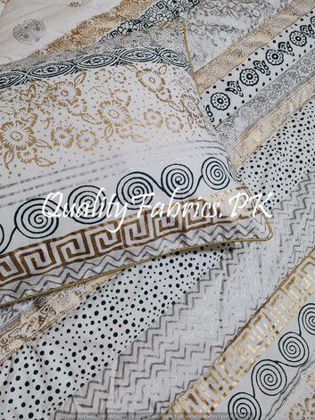CS-340: BRIDAL 8 PIECE COMFORTER SET (Block Printing & Cotton Satin)