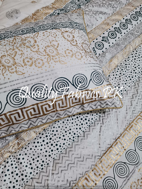 CS-340: BRIDAL 8 PIECE COMFORTER SET (Block Printing & Cotton Satin)