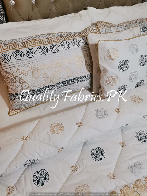CS-340: BRIDAL 8 PIECE COMFORTER SET (Block Printing & Cotton Satin)