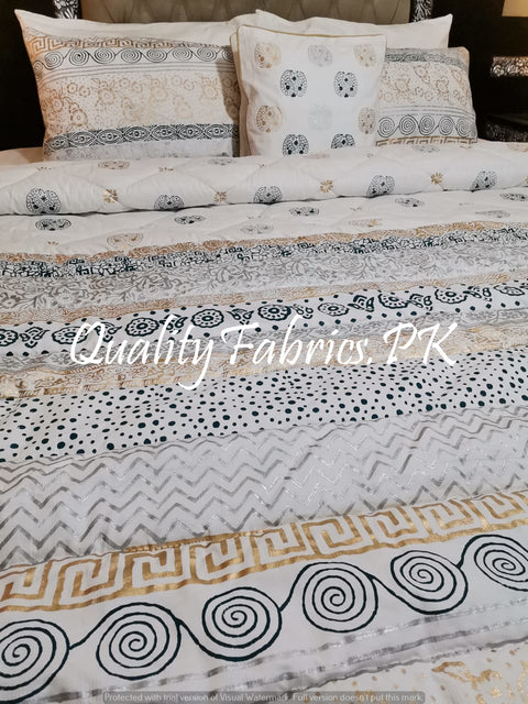 CS-340: BRIDAL 8 PIECE COMFORTER SET (Block Printing & Cotton Satin)