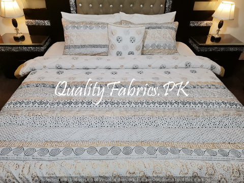 CS-340: BRIDAL 8 PIECE COMFORTER SET (Block Printing & Cotton Satin)