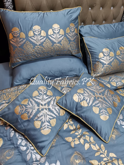 CS-500: Bridal 8 Piece Comforter Set (Block Printing & Premium Quality Cotton Satin)