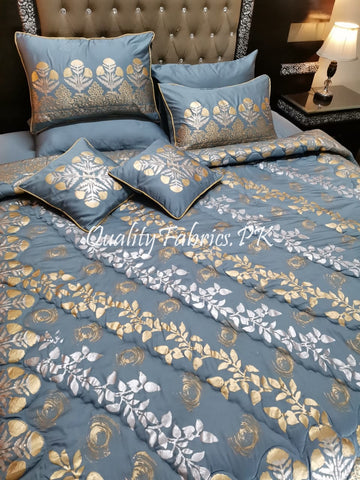CS-500: Bridal 8 Piece Comforter Set (Block Printing & Premium Quality Cotton Satin)