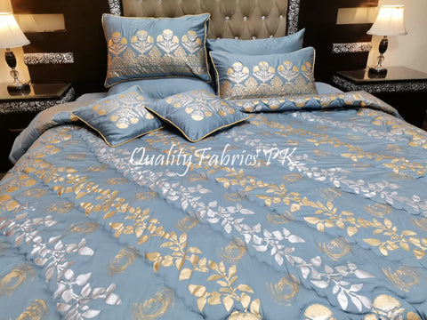 CS-500: Bridal 8 Piece Comforter Set (Block Printing & Premium Quality Cotton Satin)