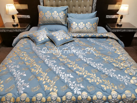 CS-500: Bridal 8 Piece Comforter Set (Block Printing & Premium Quality Cotton Satin)