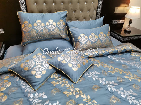 CS-500: Bridal 8 Piece Comforter Set (Block Printing & Premium Quality Cotton Satin)
