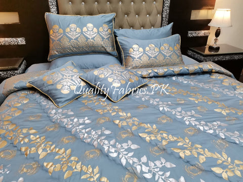 CS-500: Bridal 8 Piece Comforter Set (Block Printing & Premium Quality Cotton Satin)