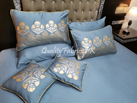 CS-500: Bridal 8 Piece Comforter Set (Block Printing & Premium Quality Cotton Satin)