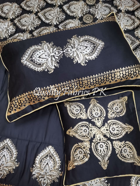 CS-501: Bridal 8 Piece Comforter Set (Block Printing & Premium Quality Cotton Satin)