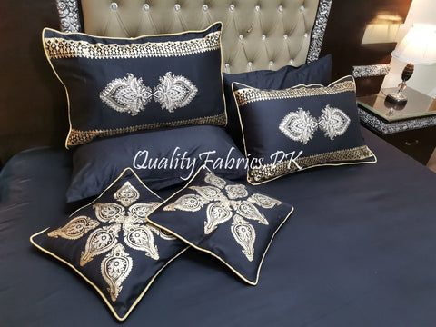 CS-501: Bridal 8 Piece Comforter Set (Block Printing & Premium Quality Cotton Satin)