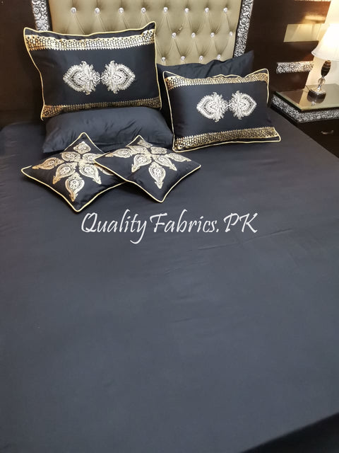 CS-501: Bridal 8 Piece Comforter Set (Block Printing & Premium Quality Cotton Satin)