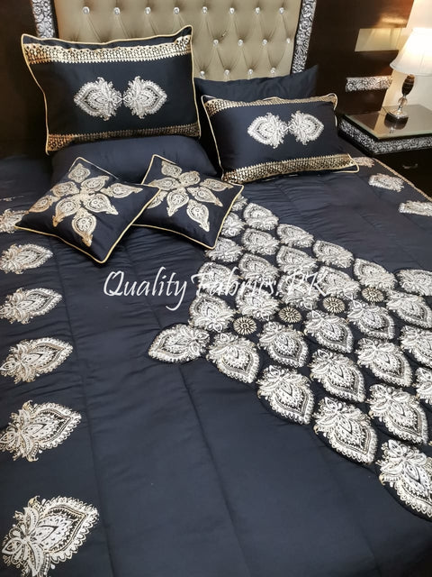 CS-501: Bridal 8 Piece Comforter Set (Block Printing & Premium Quality Cotton Satin)