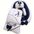 White & Navy Blue with Name - Snuggle Bed & Sleeping Bag